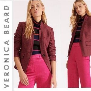 Veronica Beard Farley Dickey Jacket Blazer Berry Size 2